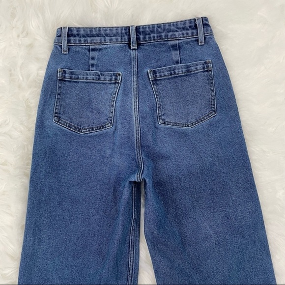 Oak + Fort Wide Leg Ankle Jeans Medium Wash Denim, Size 26 - Picture 2 of 8